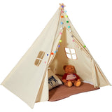 Kids Play Tent, Teepee Tent for Kids 1-5 Years Old, Toddler Tent with Mat and Plush Decorative V952-GJSETZPZXJCKHHZ4UV0