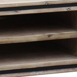 TV Cabinet with 2 Storage Drawers Cabinet Solid Acacia Wooden Entertainment Unit in Sliver Bruch V43-TVC-SSH