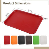 6PCS Large Plastic Serving Trays, 16.1" x 12.2" x 0.8" Rectangular Fast Food Serving Tray with V1369-AZ3-W-08827