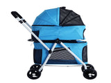 i.Pet Pet Stroller Dog Pram Large Cat Carrier Travel Foldable 4 Wheels Double PET-STROLLER-2T-BL