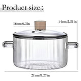 Glass Cooking Pot with Lid, 1.5L Heat Resistant Borosilicate Glass Stovetop Pot, Double V1366-AZ2-W-20836
