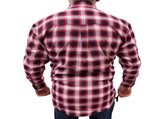 Mens Flannelette Long Sleeve Pullover Shirt 100% Cotton Flannel - Half Placket - Red/Navy - 7XL V563-FS-HP22-49-7XL