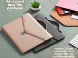 Champagne Anti-Theft Document Organizer with Secure Password Lock - Waterproof PU Leather V888-ELOSUNG45670