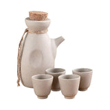 Beige Ceramic Sake Cup Set with Smooth Finish and Comfortable Edges, Ideal for Home, Parties, and V1192-AZ-W-25471