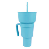 2 In 1 Snack Drink Cup with Straw Large Opening Plastic Beverage Cup Top Snack Bowl for Movie V1294-YM0901-3118230165612