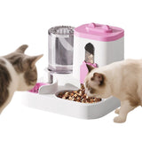 Gravity Cat Feeder and Water Dispenser 2 in 1, Automatic Self-Feeding Pet Bowl for Cats Dogs V1366-AZ2-W-16579