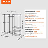 VEVOR Heavy Duty Clothes Rack, Rolling Clothing Garment Rack with 4 Hang Rods & 8 Storage Tiers, V952-FZKCYJ6878348I8KKV0
