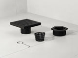 10x10cm Square Shower Drain with Grid Pattern Grate Matte Black 304SS, CUPC Certified with Hair V63-955571