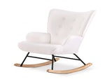 Artiss Rocking Armchair Nursing Chair Boucle Fabric White UPHO-B-ROCK02-LIN-WH
