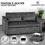 Sarantino Fenton Velvet 2-Seater Sofa Bed - Dark Grey SOFA-7007-VEL-DGY
