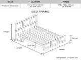 5 Pieces Bedroom Suite in Solid Wood & MDF King Size Grey Colour Bed, Bedside Table, Dresser & V43-BDS-SPNC-5PC-TBY-DRS-K