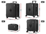 Wanderlite 4pcs Trunk Luggage Suitcase Set Travel Carry On TSA Lock Black LUG-ABS-TRUK01-4SET-BK