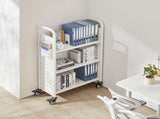 Rolling Library Book Cart, 150 kg Capacity, 77 x 38 x 122 cm Library Cart, Single Sided L-Shaped V952-LXTSGTCBS330DZLNM001V0