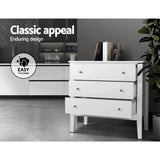 Artiss 3 Chest of Drawers - BRITTANY White FURNI-P-LBOY-3D-WH-AB