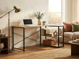 CARLA HOME Office Desk with 2 Shelves - Metal Frame - Natural - 120cm - Brown - Rustic V178-36432