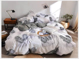 Palm Leaves Pattern Aloe Cotton Flat Sheet Quilt Cover Pillowcases 4pcs Bedding Set V462-H-05-06