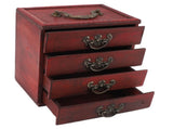 Jewelry Box Chinese Vintage Case 4 Drawer Wood Oriental Compact Ample Capacity Versatile Storage V1294-YM0710-3117230360411