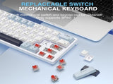 SOLAKAKA SK961 Tri-Mode Wireless RGB Backlit Mechanical Gaming Keyboardwhite&blue V1300-SK961-WHITE-BLUE