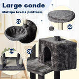 Large Grey Cat Tree Tower Condo with Scratching Post Bed V178-66920