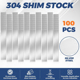 100-Pack 304 Stainless Steel Shim Stock, Burr Free Cutting Process, for Mechanical Calibration Door V1369-AZ3-W-12084