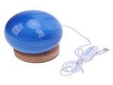 Bedside Nightstand Lamp with Wood Base Blue Glass Shade Ball Small Table Lamp 3 Color Temperature V1294-YM0901-3119240152211