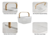 Metal Mesh Steel Basket, Garden Harvest Basket for Gathering Vegetables Square Wire Basket with V1370-AZ4-00601
