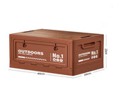 40cm Brown Multifunctional Foldable Storage Box with Wooden Lid - Collapsible Outdoor Camping Crate, V888-ELOSUNG18393