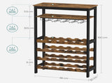 CARLA HOME Large Rack with Glass Holder, Metal Designed Bottle Holder and Wood Countertop up to LSB-36268