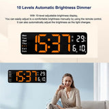 13" Orange Large Digital Big Jumbo LED Wall Desk Clock Display With Temperature Calendar V201-FAZ0013OR8AU