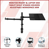 Monitor Mount & Laptop and Tablet Shelf Stands Holders Adjustable Workspace Arm V63-836931