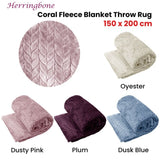 Herringbone Coral Fleece Blanket Throw Rug 150x200 cm Blue V442-ABR-THROW-CORALHERRINGBONE-DUSKBLUE-RE
