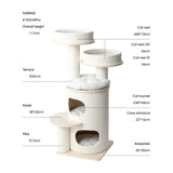 HONEYPOTCAT PURRING Multi-Level Sisal Barrel Cat Tower - PRO 117cm V390-182530PRO