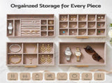 Embellir Jewellery Box 4 Layer Organiser Storage Case Glass Lid Drawers White JEW-BOX-4T-WH