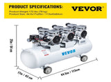 Oil Free Air Compressor Air Compressor Tank 100L 3HP Ultra Silent Inflator V952-KYJ750-3-100LLDW1V3