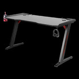 LED Gaming Desk Computer Table with Cup Holder Headphone Hook Cable Hole V63-840391