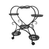 6 Potted Heart-shaped Metal Tall Plant Stand Rolling Garden Cart Flower Racks AU V767-HJ-XZ1747