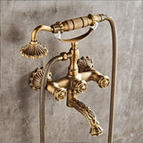 Clawfoot Bathtub Faucet with Handheld Shower 2-Function Wall-Mounted Tub Faucet Set, Dual Cross V1107-113-90096-BRO-A