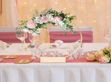 12in Metal Wreath Frame Floral Hoop Centerpiece with Wooden Stand DIY Wedding Floral Decoration V1294-YM0703-230711SM03-1