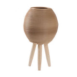 Wicker Plant Stand, Mini Rattan Woven Plant Stand with Wooden Legs for Indoor Plants, Light Brown V1192-AZ-W-19565