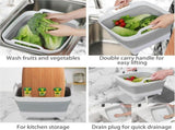 9 L Collapsible Dishpan with Drain Plug and Carry Handles, Foldable Wash Basin for Dishes, Cleaning, V1189-LC-AMZ-00075