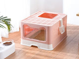 Foldable Cat Litter Box with Pull-Out Tray -Easy Cleaning and Anti-Splash Design Pink 51*41*38cm V888-ELOSUNG10450