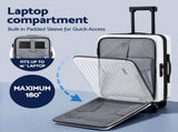 Wanderlite 20" Luggage Suitcase Front Pocket Travel Carry On Dual TSA White LUG-ABS-POK-20-WH
