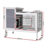 i.Pet Rabbit Hutch Chicken Coop 97cm x 49cm x 86cm Chicken Coop Large Run Wooden Outdoor Cage House PET-GT-RH915L-GW