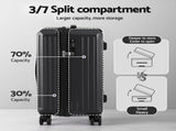 Wanderlite 2pcs Trunk Luggage Suitcase Travel Carry On TSA Lock 12" 20" Black LUG-ABS-TRUK-12-20-BK