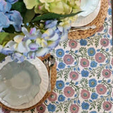 Kolka Kumudani Hand Block-Printed Tablecloth - Pink V563-0084