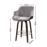 Artiss 4x Bar Stools Swivel Velvet Padded Wooden BA-TW-8908-GYX4