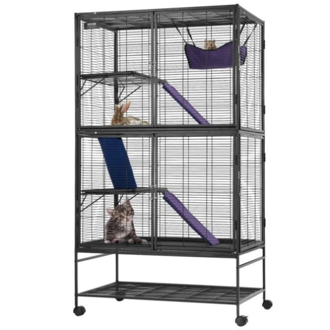 VEVOR 64.6" Metal Small Animal Cage 4-Tier Rolling Ferret Cage with Tray 3 Ramps V952-JSXDL362463IRPIZQV0