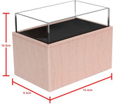 Leather Makeup Brush Cosmetic Organiser Storage Box with Pink Pearls and Acrylic Cover V178-18698