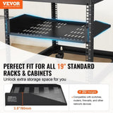 VEVOR 2U Server Rack Shelf 16"/406 mm Depth Vented Rack Mount Shelf with Tray V952-FWQJJGB2U16Y33AWQV0