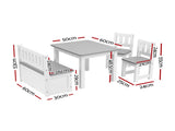 Keezi 2 in 1 Kids Table and Chair Set, Activity Table with Storage Bench and 2 Chairs for Reading, KTC-G-BC-GY